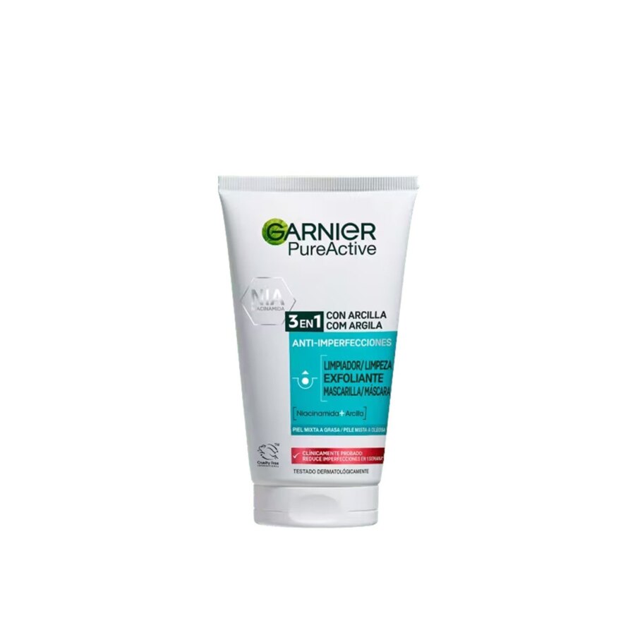 Garnier Pure Active 3-in-1 Clay, Wash, Scrub, Mask - 50ml